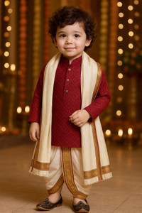 ABLASKAR FASHION Baby Boys Festive & Party Kurta, Dhoti Pant & Dupatta Set