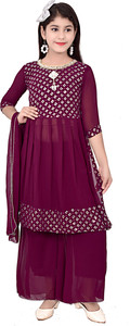 KUBED FASHION Girls Festive & Party Kurta, Pyjama & Dupatta Set