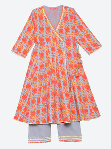 BIBA Girls Casual Kurta and Trouser Set