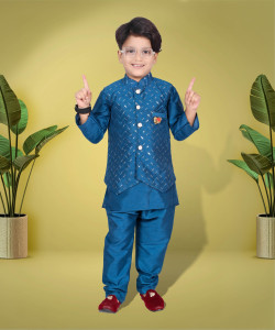 Bright Garments Dresses Boys Festive & Party Kurta, Waistcoat and Pyjama Set