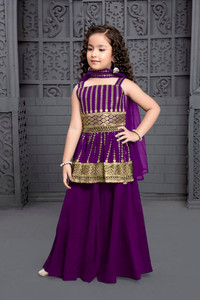 Tulsi Creation Girls Festive & Party Angarkha and Sharara Set