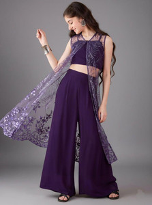 fashionspot Girls Festive & Party, Wedding, Casual, Formal Ethnic Jacket, Kurta and Palazzo Set