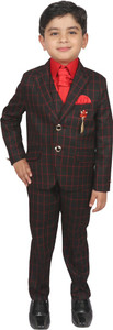 SG युवराज लड़कों के लिए चेकर्ड ब्लेज़र, शर्ट और ट्राउज़र सेट सूट