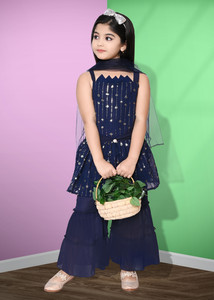 ASonamoni Dresses Girls Festive & Party Angarkha and Sharara Set