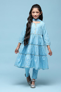 BIBA Girls Festive & Party Kurta and Churidar Set