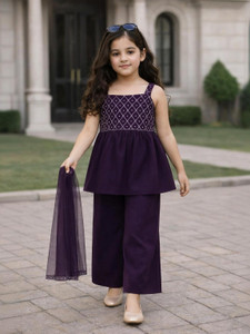 MJ TRENDS Girls Festive & Party Kurti, Legging and Dupatta Set