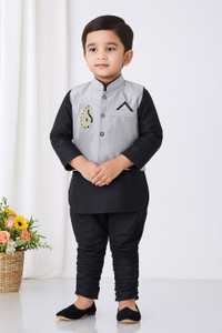 Born Wear Boys Festive & Party Kurta, Waistcoat and Pyjama Set