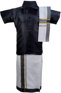 Goldstar Boys Festive & Party Dhoti, Shawl and Shirt Set