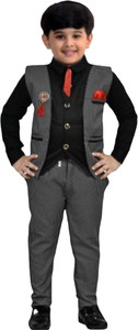 Paryushnam Boys Festive & Party, Wedding, Formal Shirt, Waistcoat and Pant Set