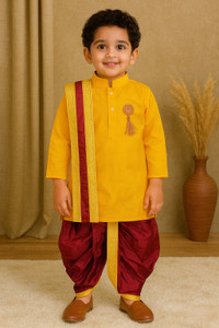 ABLASKAR FASHION Boys Festive & Party Kurta, Dhoti Pant & Dupatta Set