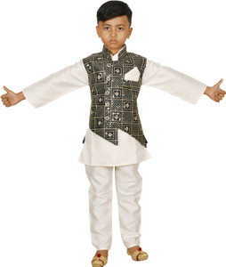 RahatGarments Boys Festive & Party Kurta, Waistcoat and Pyjama Set