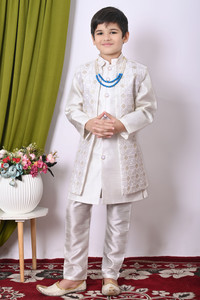Bright Garments Dresses Boys Festive & Party Kurta, Waistcoat and Pyjama Set