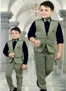Paryushnam Boys Festive & Party, Formal, Wedding Shirt, Waistcoat and Pant Set
