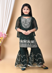SS TEXTILE Girls Festive & Party Angarkha and Sharara Set