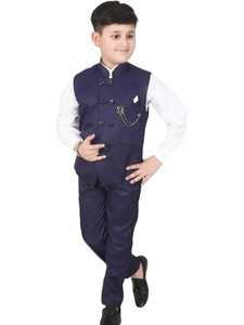 Paryushnam Boys Festive & Party, Wedding Shirt, Waistcoat and Pant Set