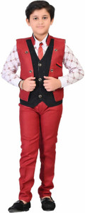 Deva Creation Boys Festive & Party, Wedding Blazer, Shirt and Trouser Set