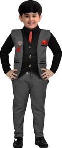 Paryushnam Boys Festive & Party, Wedding, Formal Shirt, Waistcoat and Pant Set