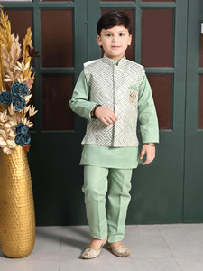 BT DEZINES Boys Festive & Party, Wedding Kurta, Waistcoat and Pyjama Set