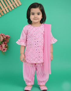 RAKIB FASHION Baby Girls Festive & Party Kurta, Dhoti Pant & Dupatta Set