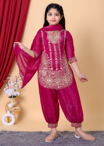 DESING BAZAR Girls Festive & Party Kurti, Patiala and Dupatta Set