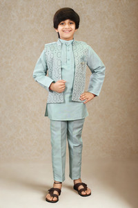 BT DEZINES Boys Festive & Party Kurta, Waistcoat and Pyjama Set