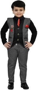 Paryushnam Boys Festive & Party, Wedding Shirt, Waistcoat and Pant Set