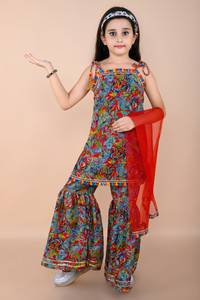 BAAQI Girls Festive & Party Kurta and Palazzo Set