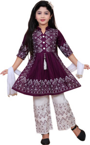 Maheera Fashion Baby Girls Festive & Party Kurta, Pyjama & Dupatta Set