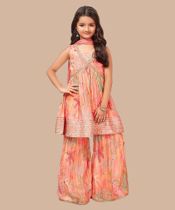 Wommaniya Impex Girls Festive & Party Kurta and Sharara Set