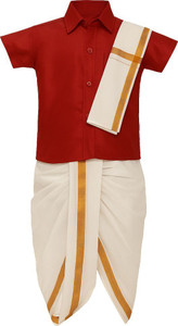 CHUTTIES CLASSIC OUTFITS Baby Boys Festive & Party Dhoti, Shawl and Shirt Set