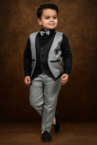 Paryushnam sirt,waistcoat and pant Solid Boys Suit
