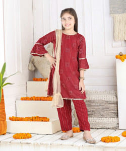 CUTIEKINS Girls Festive & Party Kurta and Palazzo Set