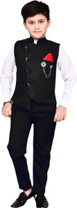 Paryushnam Boys Festive & Party, Wedding, Formal Shirt, Waistcoat and Pant Set