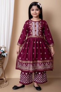 barkatdesigningplanet Girls Festive & Party Kurta and Palazzo Set
