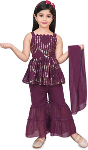 nazneen collection Girls Festive & Party Angarkha and Sharara Set