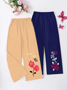 K M R Capri For Girls Casual Solid, Floral Print Polycotton
