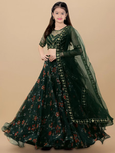 Gheludi Girls Lehenga Choli Ethnic Wear Floral Print Lehenga, Choli and Dupatta Set