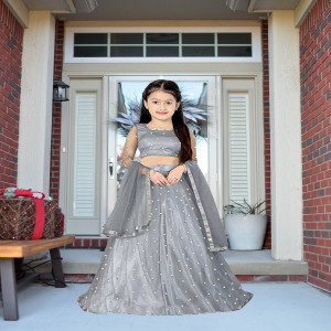 Women Wed Girls Lehenga Choli Ethnic Wear Polka Print Lehenga, Choli and Dupatta Set