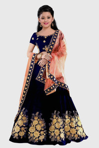 WTWC FAB Girls Lehenga Choli Ethnic Wear Embroidered Lehenga, Choli and Dupatta Set