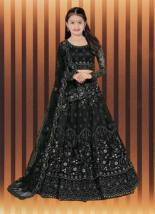 mahantjifashion Baby Girls Lehenga Choli Ethnic Wear Embroidered Lehenga, Choli and Dupatta Set