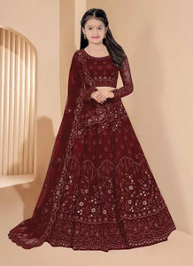 FULPARI Girls Lehenga Choli Ethnic Wear Embroidered Lehenga, Choli and Dupatta Set