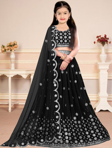 F Plus fashion Girls Lehenga Choli Ethnic Wear Embroidered Lehenga, Choli and Dupatta Set