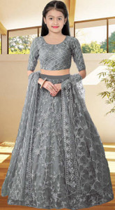NEw BHARAT SALES Girls Lehenga Choli Ethnic Wear Embroidered Lehenga, Choli and Dupatta Set