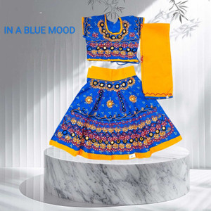 ANNA Baby Girls Lehenga Choli Ethnic Wear Embroidered Lehenga, Choli and Dupatta Set