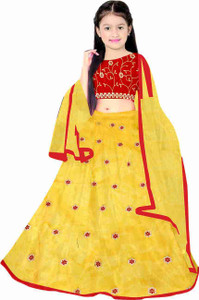 Femisha Creation Girls Lehenga Choli Ethnic Wear Embroidered Ghagra, Choli, Dupatta Set