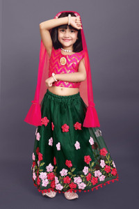 satyamfab Indi Baby Girls Lehenga Choli Western Wear Embroidered Lehenga, Choli and Dupatta Set