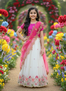 kalbhrav Girls Lehenga Choli Ethnic Wear Embroidered Lehenga, Choli and Dupatta Set