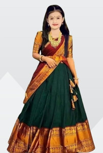 tapovan fashion Girls Lehenga Choli Party Wear Solid, Embellished Lehenga, Choli and Dupatta Set