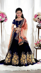 WTWC FAB Girls Lehenga Choli Ethnic Wear Embroidered Lehenga, Choli and Dupatta Set