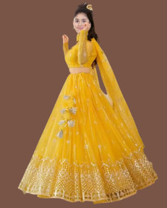 Kankudi Baby Girls Lehenga Choli Party Wear Embroidered, Embellished Lehenga, Choli and Dupatta Set